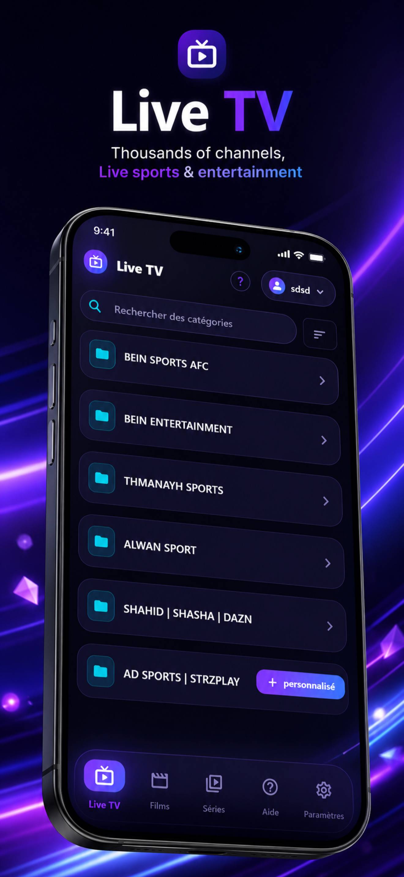 Duplecast IPTV home screen preview